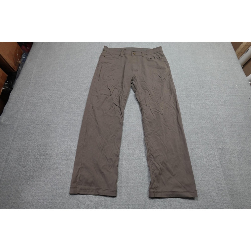 PrAna Chino Pants Mens 36x30 Brown Slim Fit Stretch Travel Casual Microfiber - Picture 3 of 11